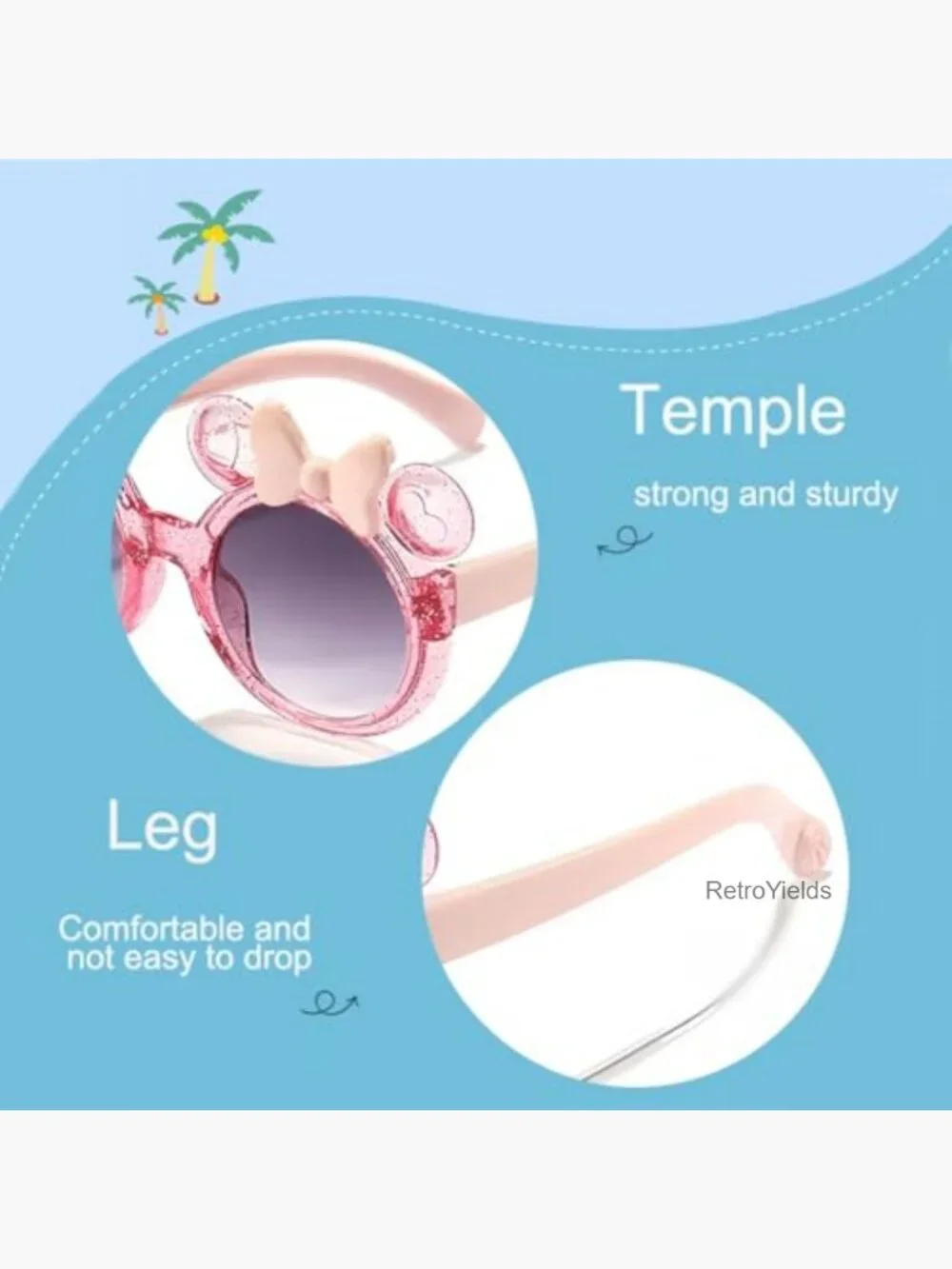 3 Pairs Girls Sunglasses Multiple Shapes UV Protection Beach Eyewear Ages 3-10